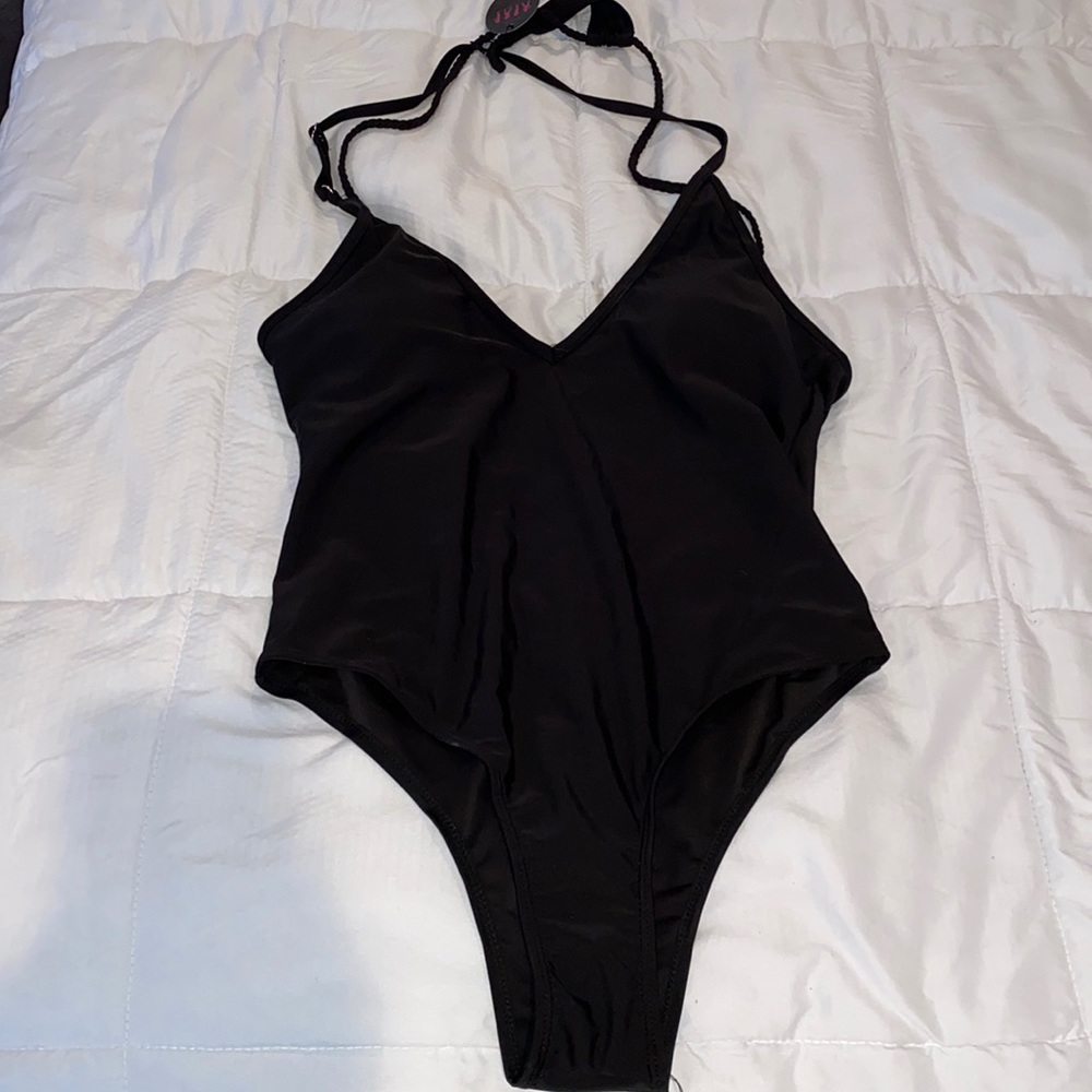 Black one piece bathing suit